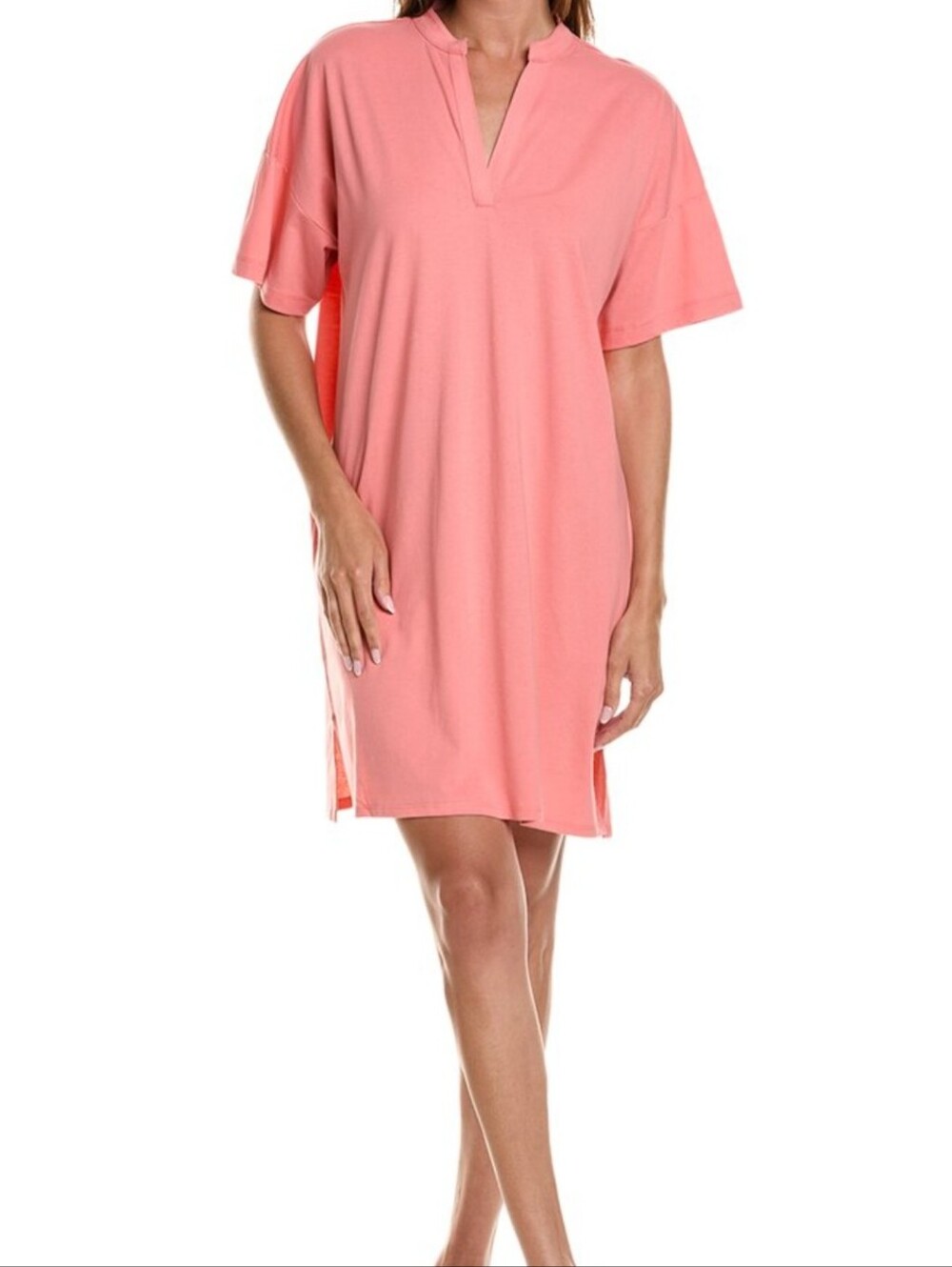 Natori Coral Pink Split-Side Tunic Cover-Up